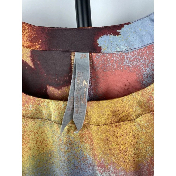 Melissa McCarthy Seven7 Women's Abstract Sunset Short Sleeve Satin Blouse Sz 2X - Picture 5 of 6